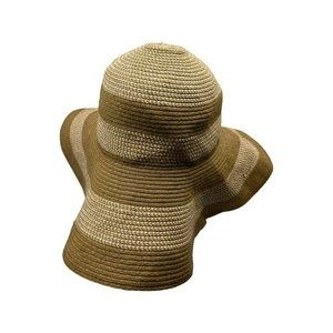 Fabric floppy sun hat wide brim tan one size